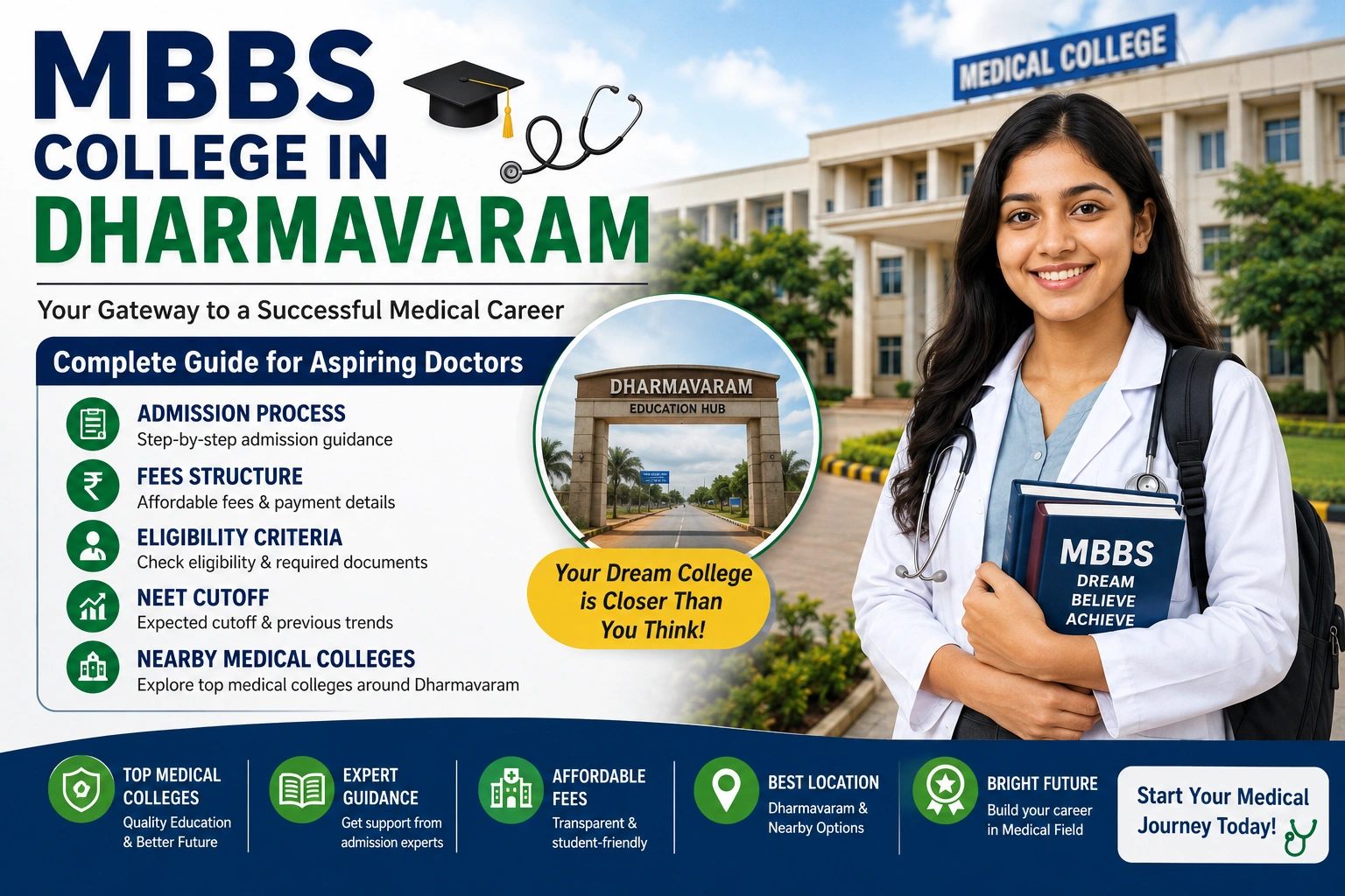 MBBS College in Dharmavaram: Admission, Fees, Eligibility, NEET Cutoff & Nearby Medical Colleges
