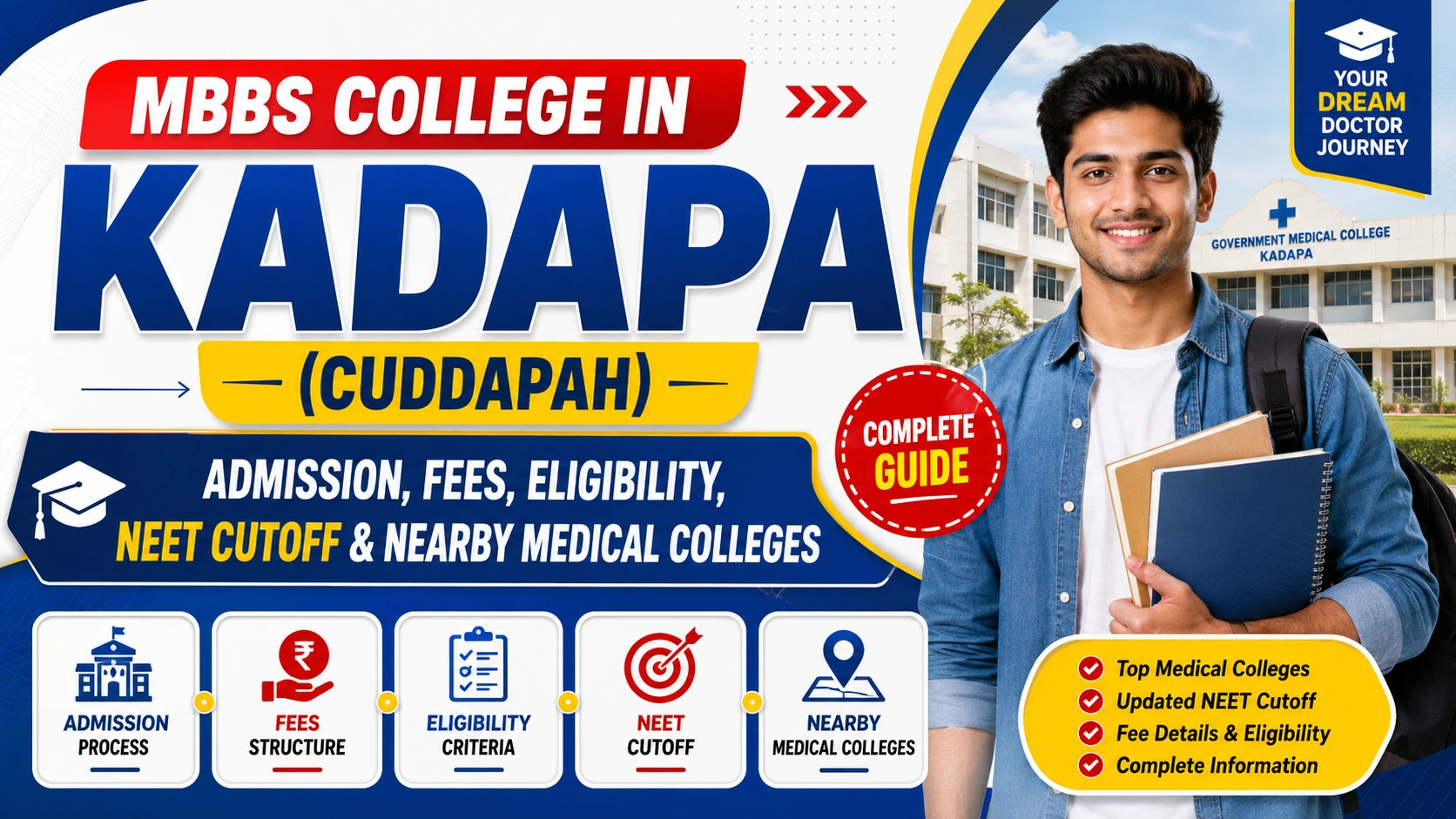 MBBS College in Kadapa (Cuddapah): Admission, Fees, Eligibility, NEET Cutoff & Nearby Medical Colleges
