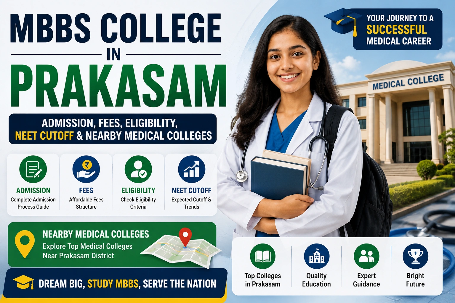 MBBS College in Prakasam: Admission, Fees, Eligibility, NEET Cutoff & Nearby Medical Colleges 