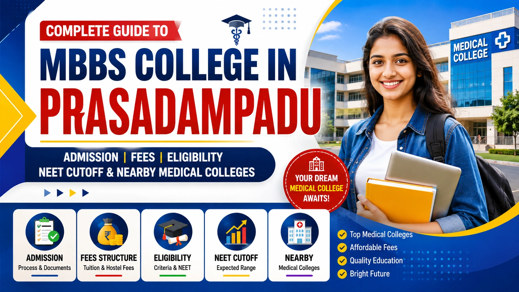 MBBS College in Prasadampadu: Admission, Fees, Eligibility, NEET Cutoff & Nearby Medical Colleges